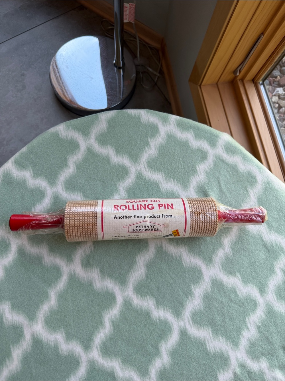 NWT Bethany Housewares Square Cut Rolling Pin with Red Handles